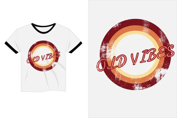 Viejas Vibraciones Retro Vintage Mockup Camiseta Diseño — Vector de stock