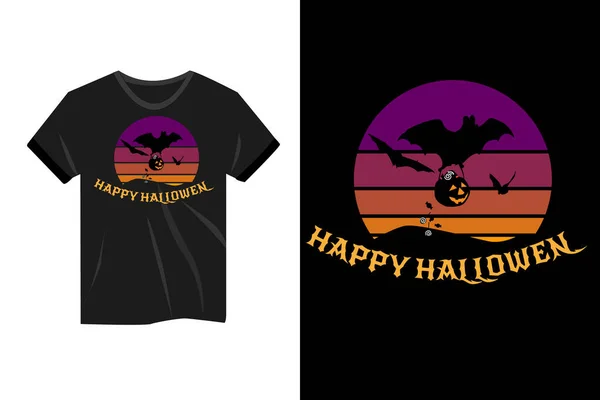 Boldog Halloween Denevér Egy Jack Lámpás Táska Cukorka Mockup Shirt — Stock Vector