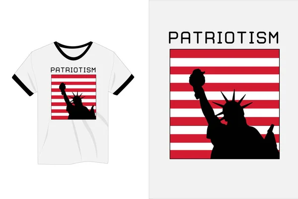 Patriotism Liberty Statue Silhouette Shirt Design — Stock Vector