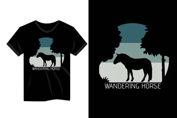 stock vector Wandering horse vintage t shirt design