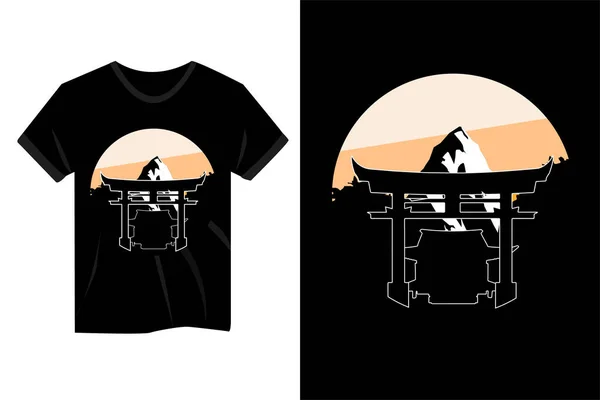 Torii Temple Vintage Shirt Design — Image vectorielle