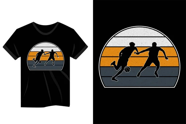 Zwei Basketballer Spielen Vintage Shirt Design — Stockvektor
