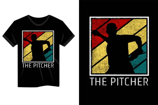 Das Pitcher Baseball Vintage Shirt Design — Stockvektor