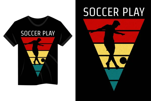 Fußball Spielen Silhouette Vintage Shirt Design — Stockvektor