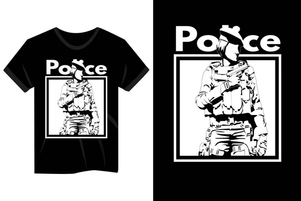 Poliziotto Donna Vintage Shirt Design — Vettoriale Stock