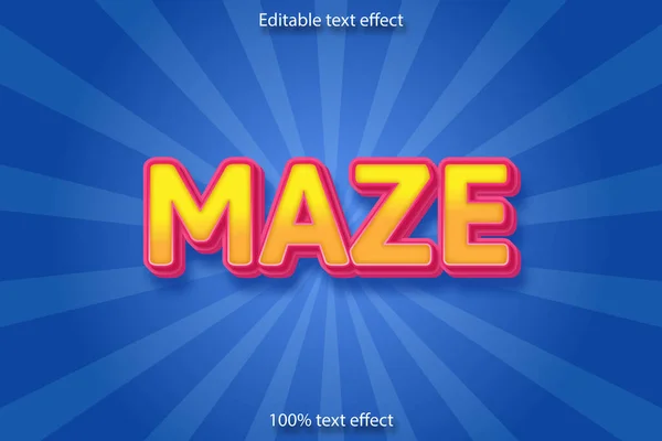 Maze Bewerkbare Tekst Effect Cartoon Stijl — Stockvector