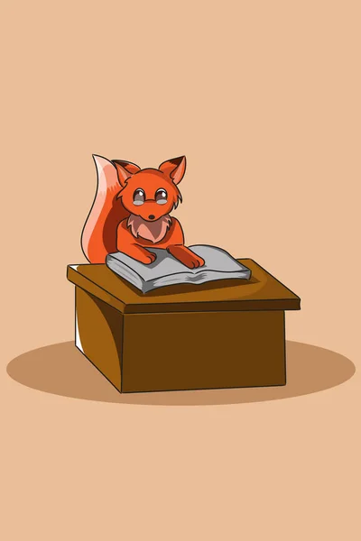 本のキャラクターデザインイラストとかわいい動物狐 — ストックベクタ