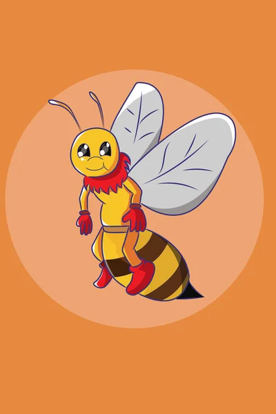 Roztomilý Včela Létat Charakter Design Ilustrace — Stockový vektor