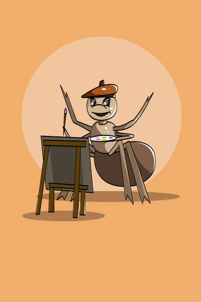 Karakter tasarımı resimli şirin bir hayvan örümceği.