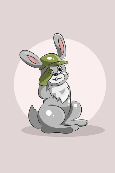 Lindo Conejo Animal Con Sombrero Guante Diseño Carácter Ilustración — Vector de stock