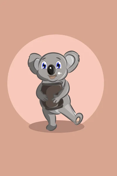 Drăguț Koala Animal Ilustrație Design Caractere Pernă — Vector de stoc