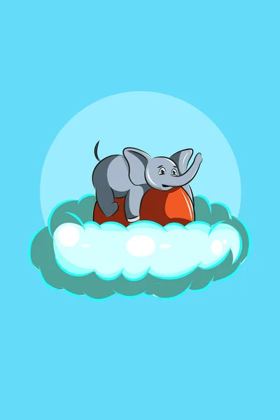 Elefante Bonito Com Desenho Personagem Balão Ilustração — Vetor de Stock