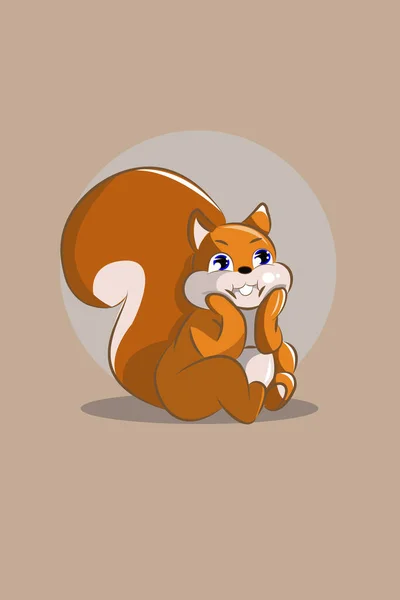 Cute Animal Squirrel Sad Character Design Illustration — Stock Vector