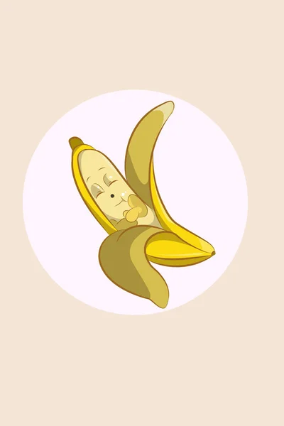 Cute Cartoon Sleeping Banana Character Design Illustration — Stock Vector