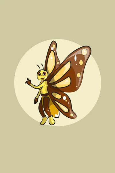 Roztomilý Motýl Červenýma Očima Charakter Design Ilustrace — Stockový vektor