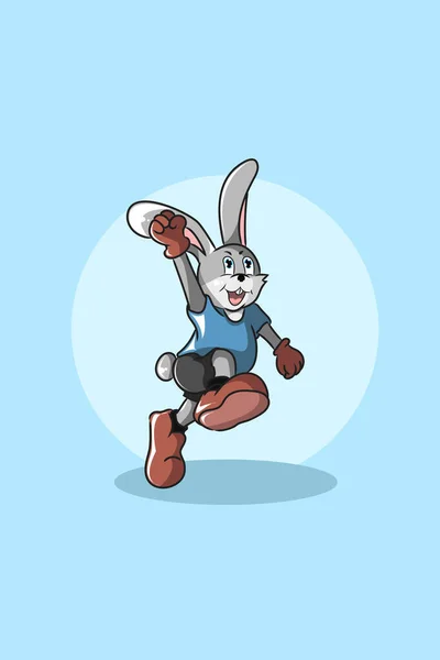 Cute Rabbit Run Character Design Illustration — Stock Vector
