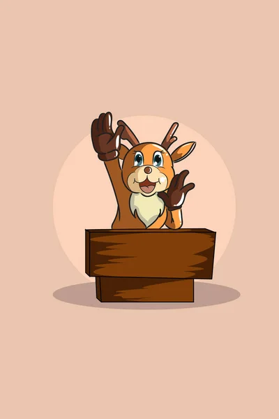 Cute Deer Board Character Design Illustration — Stock Vector