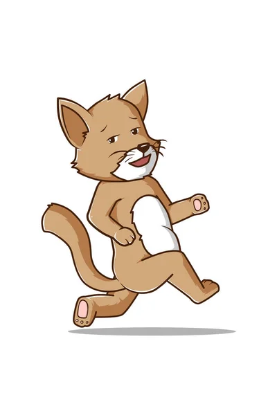 Running Cat Cartoon Illustration — Stock Vector