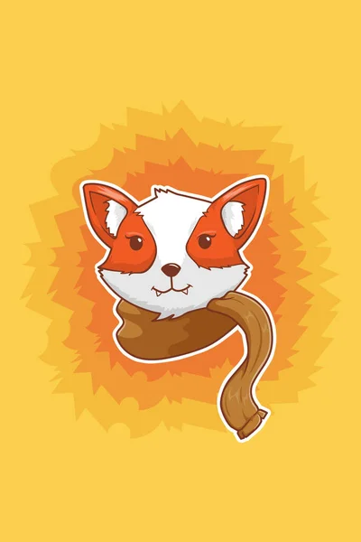 秋天卡通画中披着披肩的狐狸 — 图库矢量图片