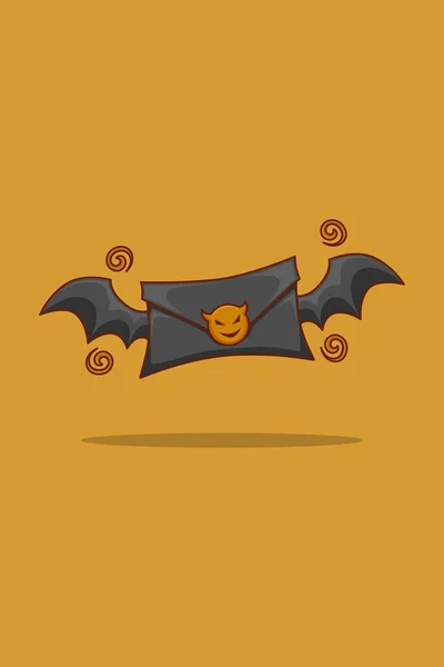 Black Letter Bat Wings Cartoon Illustration — Stock Vector