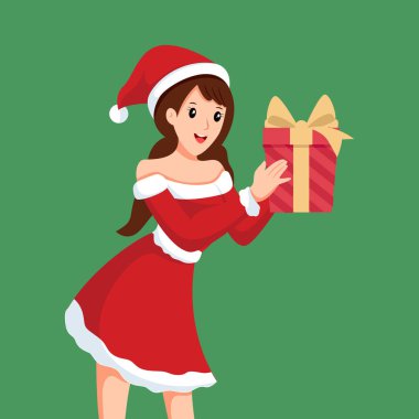 Sevimli Noel Baba Kız Karakter Tasarımı Çizimi