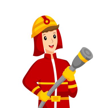 İtfaiyeci Meslek Karakteri Çizimi