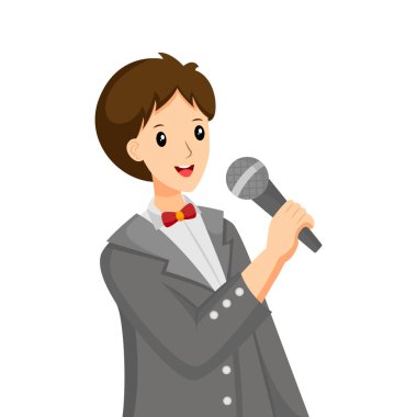 Şarkıcı Meslek Karakteri Tasarım İllüstrasyonu