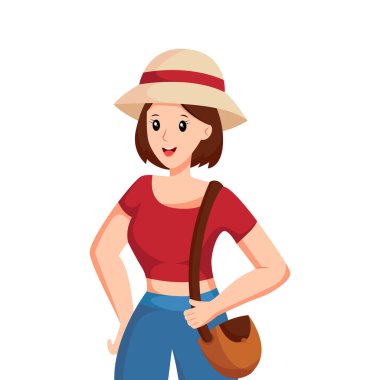 Sling Bag Karakter Tasarımı Çizimi ile Gezen Kız