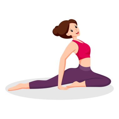 Kız Yoga Poz Karakter Tasarımı Çizimi