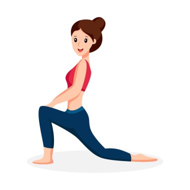 Yoga Çalışan Genç Kız Karakter Tasarımı Çizimi
