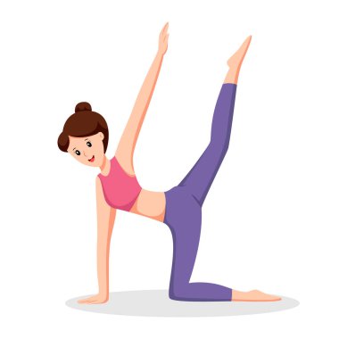 Yoga Yapan Genç Kız Karakter Tasarımı Çizimi