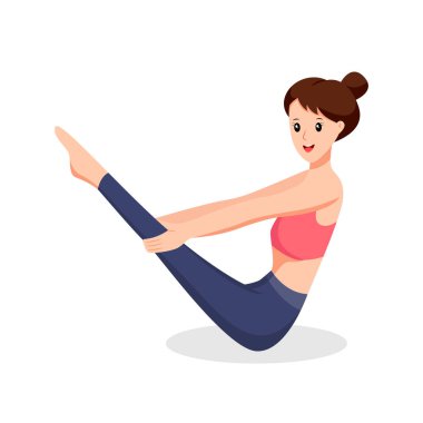 Yoga Çalışan Genç Kadın Karakter Tasarım Çizimi