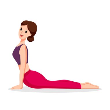 Genç Kadın Yoga Konum Karakter Tasarımı Çizimi