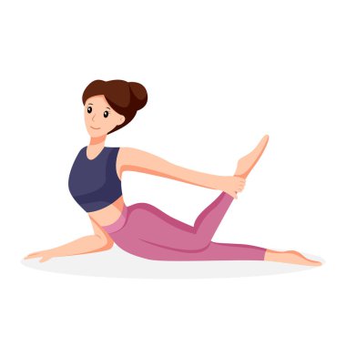 Yoga Çalışan Sevimli Kız Karakter Tasarımı Çizimi