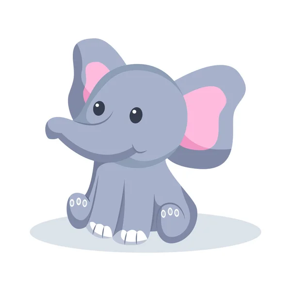 Χαριτωμένο Elephant Χαρακτήρας Σχεδιασμός Εικονογράφηση — Διανυσματικό Αρχείο