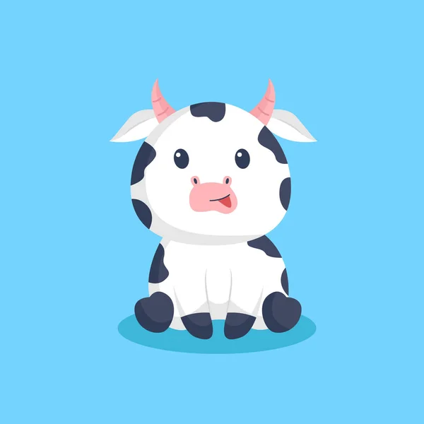 Linda Ilustración Diseño Personaje Vaca — Vector de stock