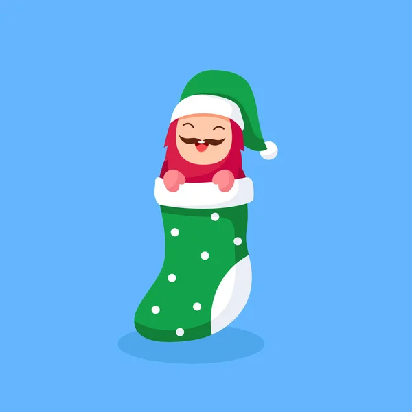 Christmas Santa Sock Character Design Illustration — Stock Vector