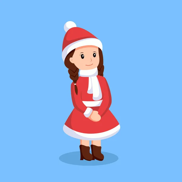 Christmas Cute Little Girl Character Design Illustration — Stock Vector