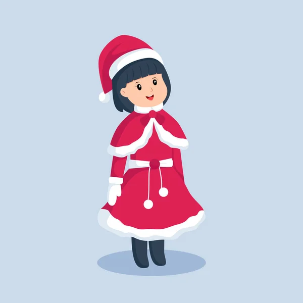 Christmas Santa Little Girl Character Design Illustration — Stock Vector
