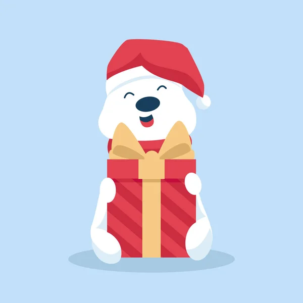 Bear Christmas Gift Character Design Illustration — Stock Vector