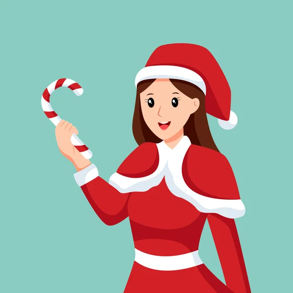 Boże Narodzenie Santa Dziewczyna Charakter Projekt Ilustracja — Wektor stockowy