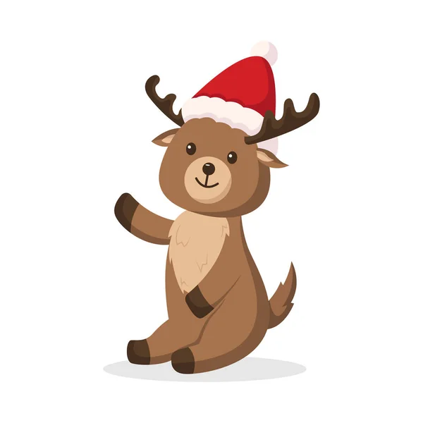 Cute Christmas Reindeer Character Design Illustration — Stock Vector
