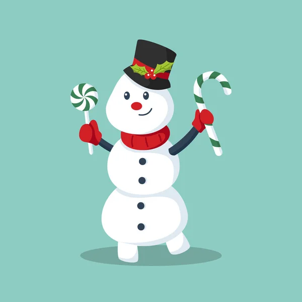 Aranyos Karácsonyi Hóember Kalap Karaktertervezés Illusztráció — Stock Vector