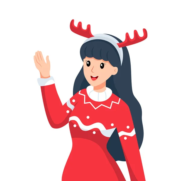 Natal Bonito Menina Personagem Design Ilustração — Vetor de Stock