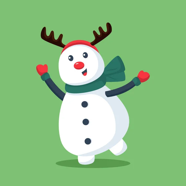 Carino Pupazzo Neve Natale Personaggio Design Illustrazione — Vettoriale Stock