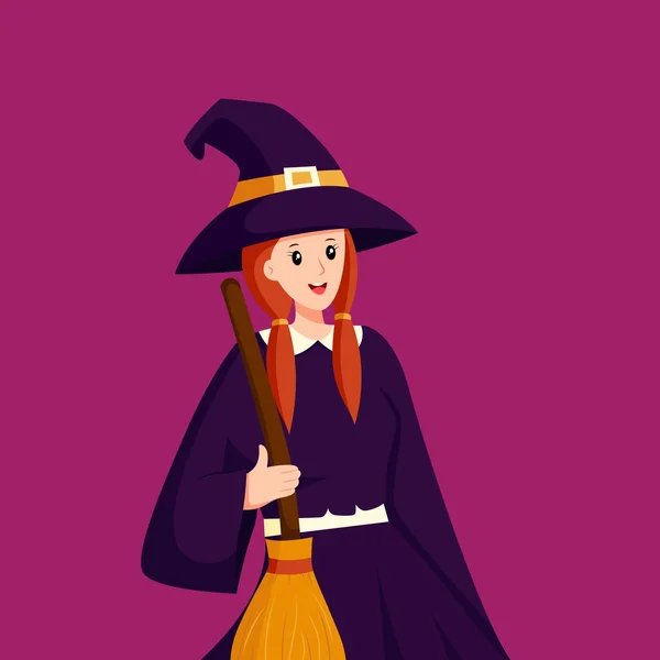 stock vector Witch Girl Character Design Illustration