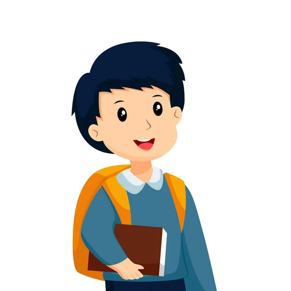 Little Boy Carrying Book Character Design Illustration — Stock Vector