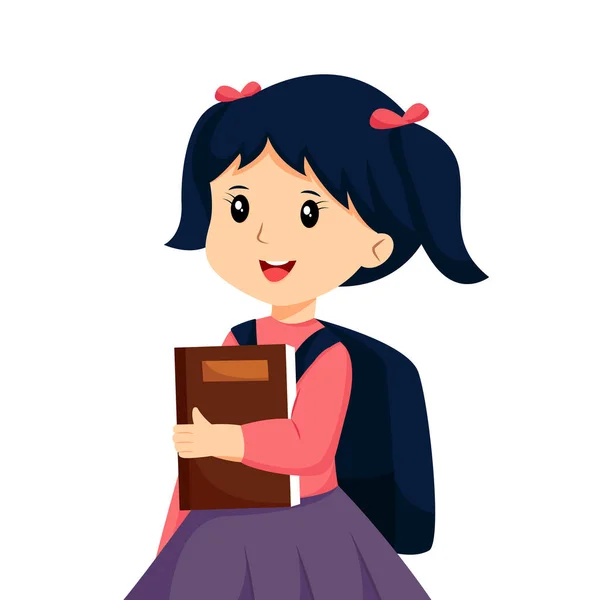 Маленькая Девочка Книжным Рисунком — стоковый вектор
