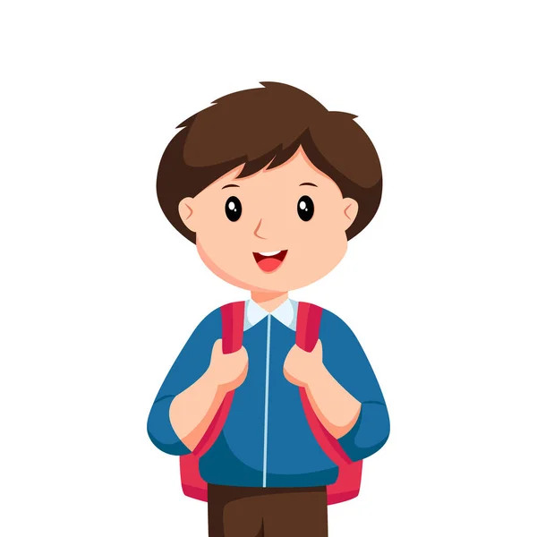 Cute Little Boy Charakterystyką Torby Ilustracja Projektu — Wektor stockowy