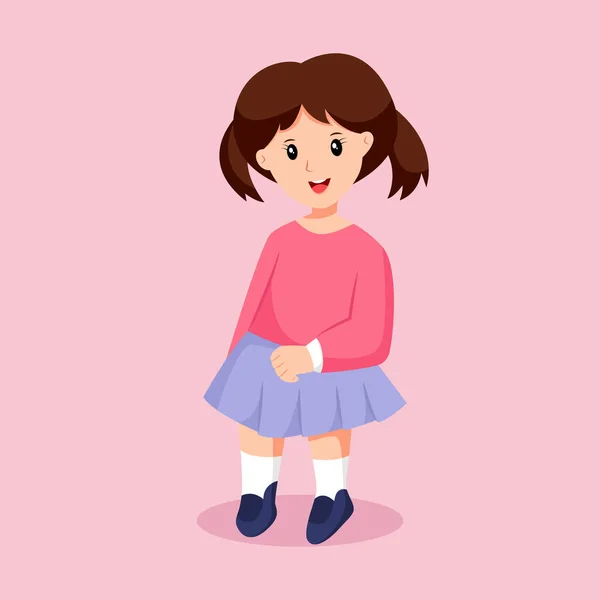 Cute Girl Character Design Illustration — Stock Vector